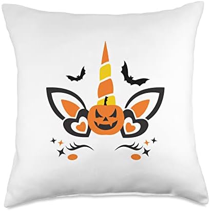 Funny Halloween Thanksgiving Pumpkin Unicorn Girls Costume Throw Pillow by Unknown