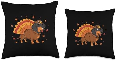 Thanksgiving Dog Dachshund Turkey Wiener Fall Men Women Kid Throw Pillow - Image 3