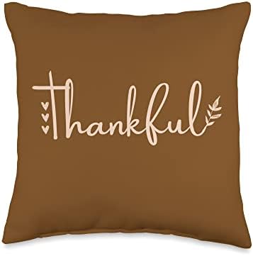 Women girl Thankful Graphic Letter Casual thanksgiving Throw Pillow by Unknown