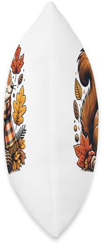 Cute Squirrel With Fall Leaves Autumn Animal Thanksgiving Throw Pillow - Image 2