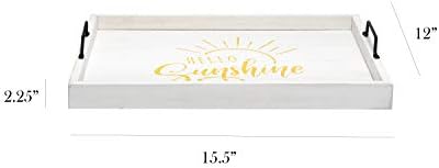 Elegant Designs HG2000-WHS Yellow Sun Decorative Wood Serving Tray w/Handles,15.50" x 12", White Wash Hello Sunshine - Image 3