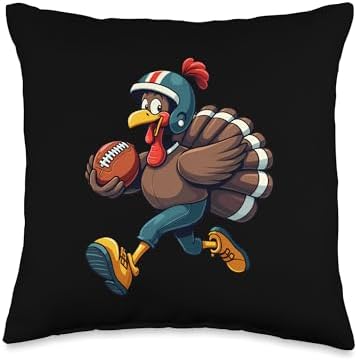 Thanksgiving Football Player Thanksgiving Football Turkey Throw Pillow by Unknown