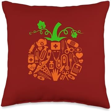 Nurse Tools Pumpkin Shape Thanksgiving Autumn Job Team Throw Pillow by Unknown