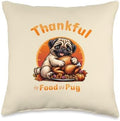 Thanksgiving Pug, funny turkey day, cute fall pug Throw Pillow by Unknown