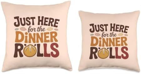 Just Here for The Dinner Rolls Groovy 70s Retro Thanksgiving Throw Pillow - Image 3