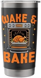 Wake & Bake Funny Cooks Thanksgiving Humor for Home Chefs Stainless Steel Insulated Tumbler - Image 3