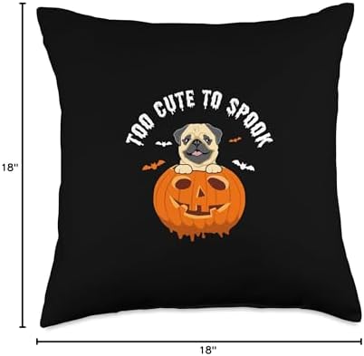 Happy Halloween Pug Owner Pumpkin Dog Gift Idea Halloween Too Cute to Spook Pug Pumpkin Costume Thanksgiving Throw Pillow, 18x18, Multicolor - Image 4