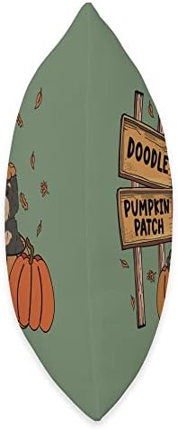Aussie Doodle Pumpkin Patch Dog Lover Thanksgiving Halloween Throw Pillow - Image 2