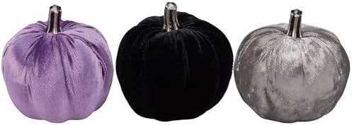 Primitives by Kathy Seasonal Home Decor 3-Piece Moody Velvet Pumpkin Set, Halloween Decor, Home Accents by PrimitivesbyKathy