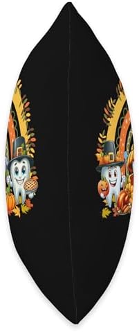 Thanksgiving Three Cute Teeth Dentist Fall Leaves Pumpkins Throw Pillow - Image 2