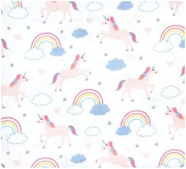 Hudson Baby Unisex Baby Cotton Poly Flannel Receiving Blankets, Unicorns Rainbows, One Size - Image 3