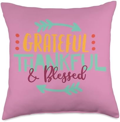 Grateful Thankful and Blessed - Thanksgiving Autumn Fall Throw Pillow by Unknown