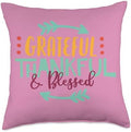Grateful Thankful and Blessed - Thanksgiving Autumn Fall Throw Pillow by Unknown