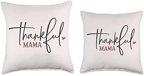 Thankful Mama Thankful Mini Matching Thanksgiving Tees Throw Pillow - Image 3