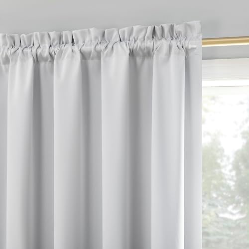 Sun Zero Oslo Theater Grade Extreme 100% Total Blackout Rod Pocket Curtain Panel, White, 52" W x 108" L (1 Panel)