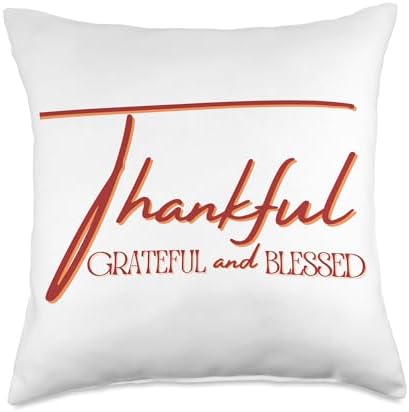 Thankful, grateful, blessed fall November Thanksgiving love Throw Pillow by Unknown