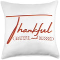 Thankful, grateful, blessed fall November Thanksgiving love Throw Pillow by Unknown