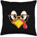 Thanksgiving Turkey Face Leopard Print Throw Pillow by Unknown