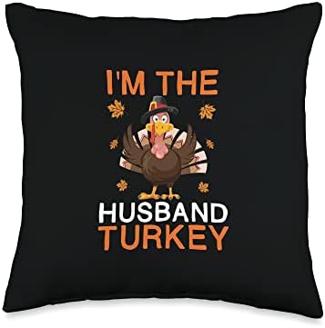 I'm the Husband Turkey Thanksgiving Costume Funny Turkey Throw Pillow by Unknown