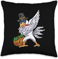 Dabbing Pilgrim Chicken Boys Thanksgiving Throw Pillow by Unknown