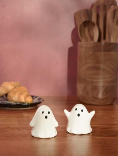 Primitives by Kathy Ghost Pair Halloween Ceramic Salt Pepper Shaker Set - Image 3