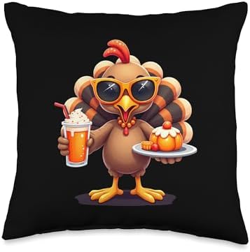 Thanksgiving Turkey with Sunglasses Girls and Women Throw Pillow by Unknown