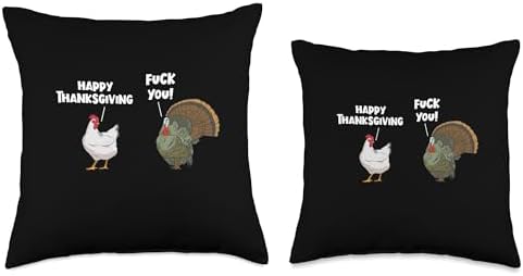Happy Thanksgiving Chicken Funny Vulgar Thanksgiving Throw Pillow - Image 3