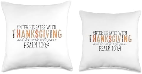 Vintage Enter His Gates With Thanksgiving Psalm 100:4 Throw Pillow - Image 3