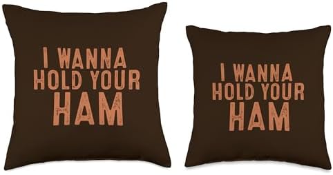 I Wanna Hold Your Ham Funny Thanksgiving Men Women Kids Throw Pillow - Image 3