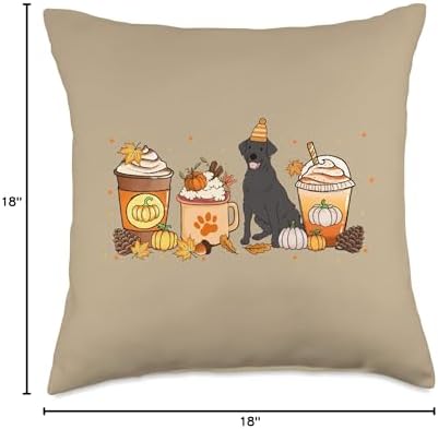 Labrador Retriever Coffee Pumpkin Spice Fall Thanksgiving Throw Pillow - Image 4