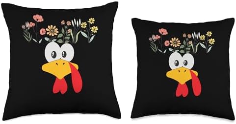 Thanksgiving Turkey Face Matching Family Costume Floral Kids Throw Pillow - Image 3