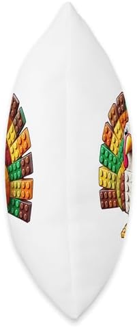 Thanksgiving Building Bricks Turkey Funny Fall Builder Throw Pillow - Image 2