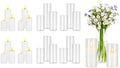 VEVOR Pillar Candles and Glass Vases Set 24 Pcs, Clear Cylinder Hurricane Candle Holders for Wedding Centerpieces, Tall Vase for Table Decor, Wedding Party, Thanksgiving,White (2.56" x 4.7",5.9",7.9") by VEVOR
