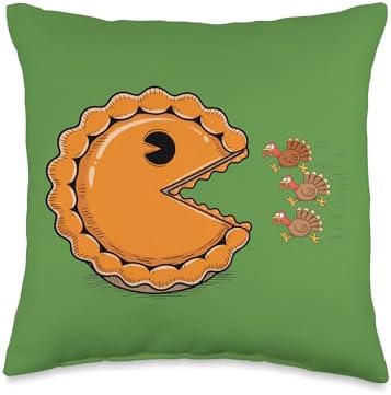 Cute Funny Pie vs Turkey - Hilarious Thanksgiving Food Humor Throw Pillow by Unknown