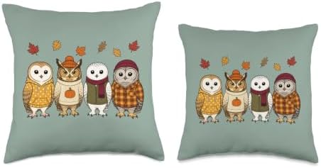 Owl Fall Autumn Season Pumpkin Throw Pillow - Image 3