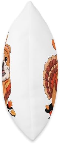 Thanksgiving Turkey English Bulldog Throw Pillow - Image 2