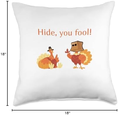 J&E Tees Thanksgiving Turkey Funny Hide You Fool Paper Bag Throw Pillow, 18x18, Multicolor - Image 4