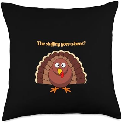 Funny Turkey Thanksgiving The Stuffing Goes Where Tailgate Throw Pillow by Unknown
