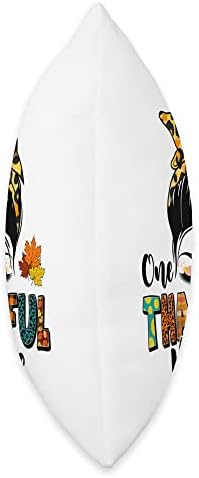 Thankful Nienie Thanksgiving Day Leopard Messy Bun Fall Thanksgiving Day One Thankful Nienie Throw Pillow, 18x18, Multicolor - Image 2