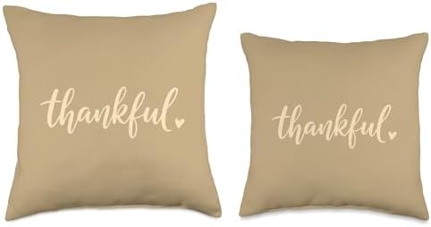 Thankful Script, Simple Thankful Vibes for Thanksgiving Throw Pillow - Image 3
