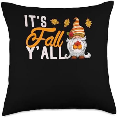 Pilgrim Costume Turkey Meat Thanksgiving Shirt It's Fall Y'all Gnome Pumpkin Halloween Thanksgiving Autumn Throw Pillow, 18x18, Multicolor by Unknown