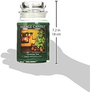 Village Candle Christmas Tree Large Glass Apothecary Jar Scented Candle, 26 oz, Green - Image 3