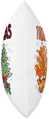 Funny Happy Thanksmas Cute Thanksgiving and Christmas Trees Throw Pillow - Image 2