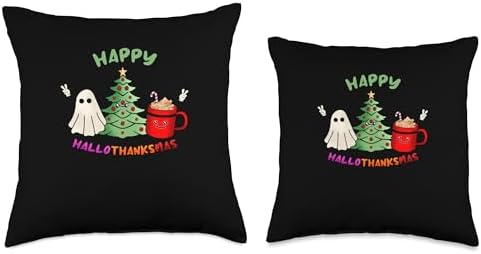 Halloween Thanksgiving Christmas HalloThanksMas Throw Pillow - Image 3