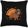 Thanksgiving Dog Dachshund Turkey Wiener Fall Men Women Kid Throw Pillow by Unknown