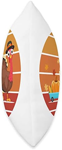 Turkey Pilgrim Vintage Retro Pumpkin Wagon Thanksgiving Gift Throw Pillow - Image 2