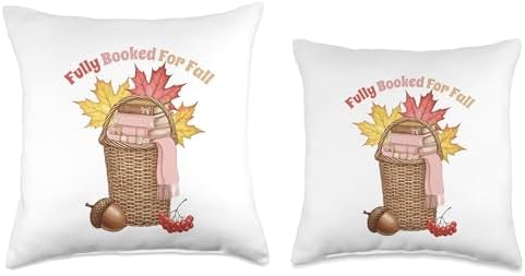 Fully Booked for Fall Pumpkin Book Lover Thanksgiving Throw Pillow - Image 3