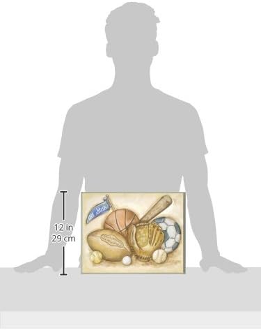 The Kids Room by Stupell All Star Multi Sport On Brown Background Rectangle Wall Plaque, 11 x 0.5 x 15, Proudly Made in USA