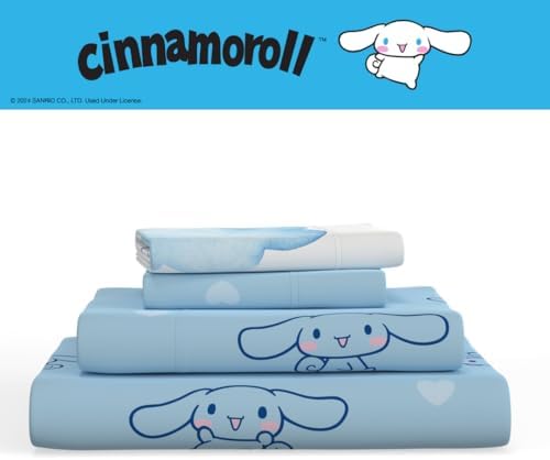 Cinnamoroll Bedding Super Soft Cozy Microfiber 4 Piece Full Sheet Set, (Officially Licensed Product) By Franco