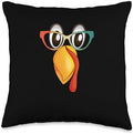 Turkey Meat Pilgrim Costume Thanksgiving Shirt Cutest Turkey Face Funny Thanksgiving Day Animal Lover Fall Throw Pillow, 16x16, Multicolor by Unknown